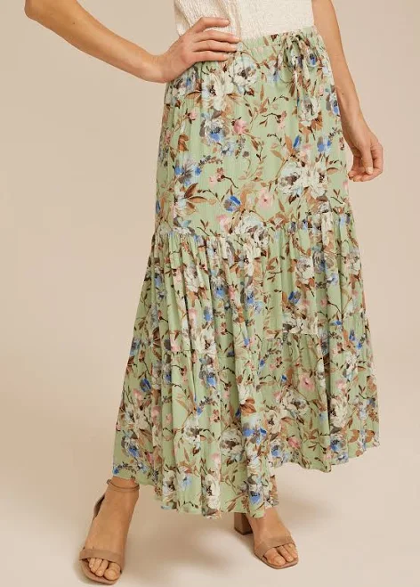 maurices Women's Floral Tiered Maxi Skirt