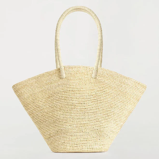 COS Women's Hand Woven Market Tote Straw Bag