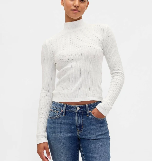 Gap Women's Pointelle Rib Crop Turtleneck