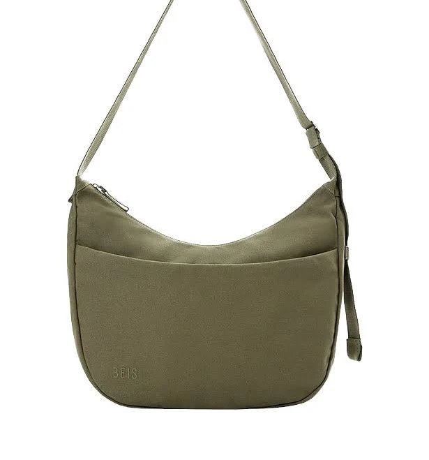 BÉIS 'The Carryall Crossbody' in Black - Black Crescent Crossbody Shoulder Bag