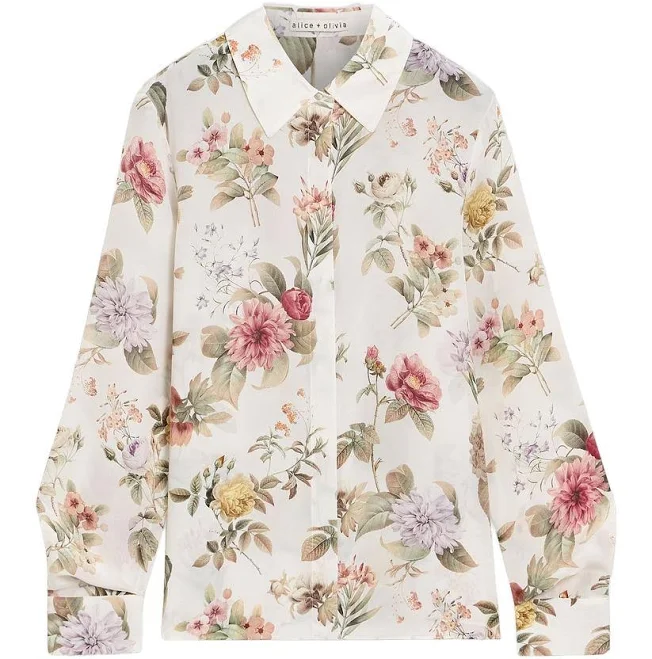 Alice + Olivia Women's Sweet Nothings Willa Silk Floral Top