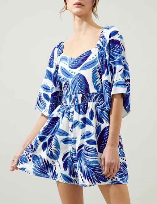 Sugarlips Dawson Palm Print Phoebe Flowy Romper