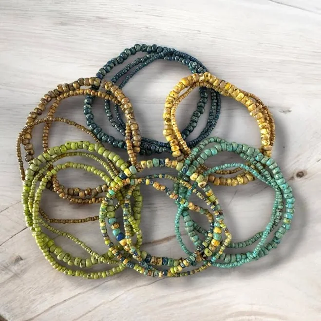 Stacked beaded bracelets