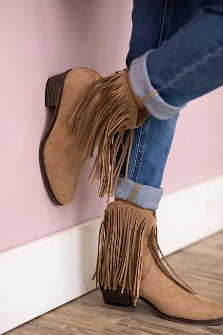 Faux Suede Fringe Booties