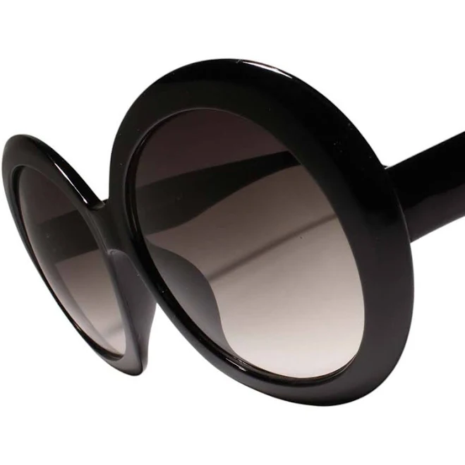 Large Oversized Exaggerated Vintage Retro Womens Round Black Sunglasses | eBay
