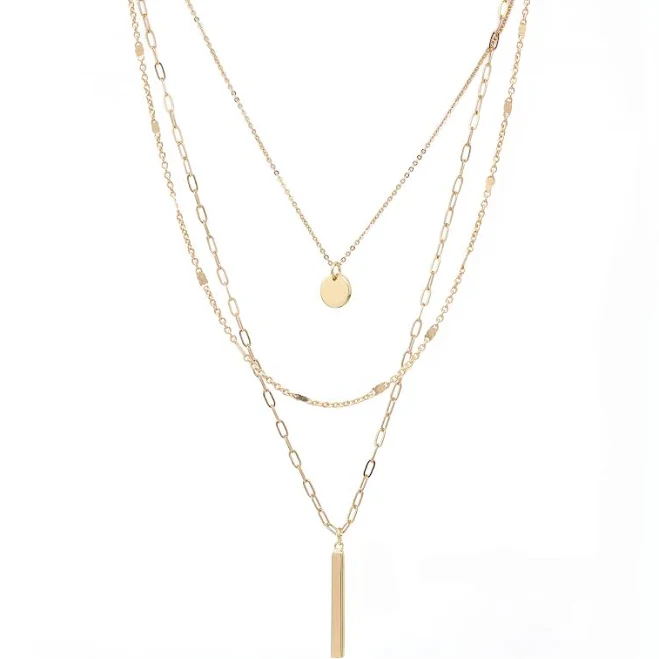 Dainty 3 Layered Paperclip Chain Necklace