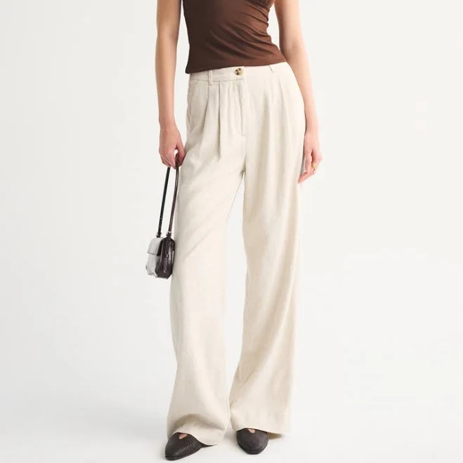 A&F Sloane Linen-Blend Tailored Wide Leg Pant