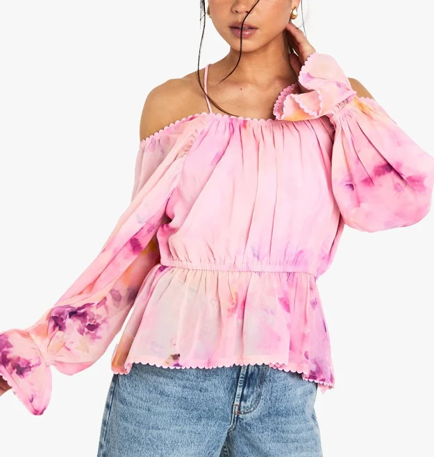 Boohoo Women's Off-The-Shoulder Floral Print Blouse