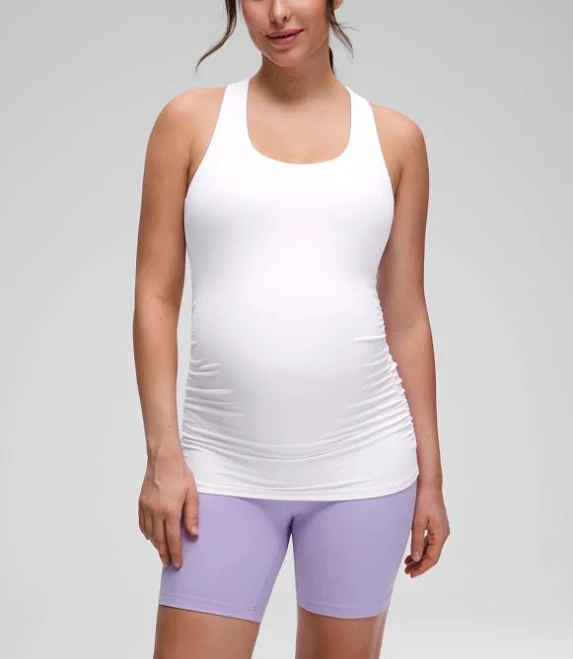 CRZ YOGA Women's Racerback Maternity Tank Ruched Sides