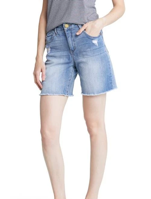 Wit & Wisdom Women's Ab'Solution Frayed High Waist Denim Shorts