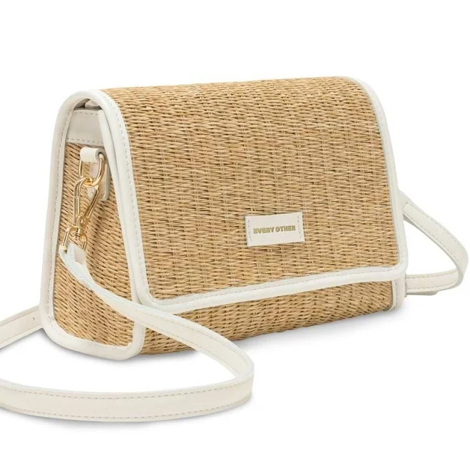 House of Bruar Ladies Straw Flapover Crossbody Bag