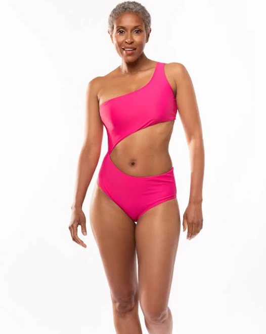 One-shoulder asymmetrical monokini with subtle ruching