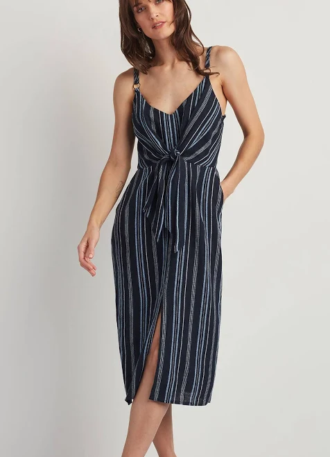 Tie Front Linen Blend Dress