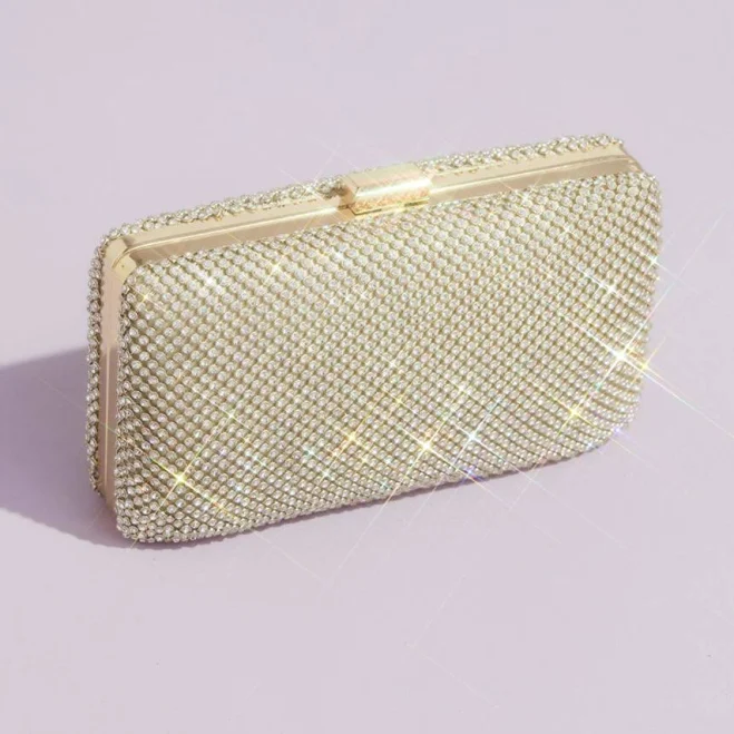Crystal Minaudiere Evening Clutch with Chain Strap