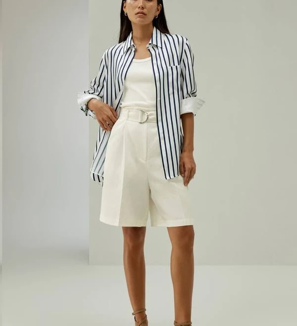 Lilysilk Women's Chic Silk-Linen Blend Bermuda Shorts