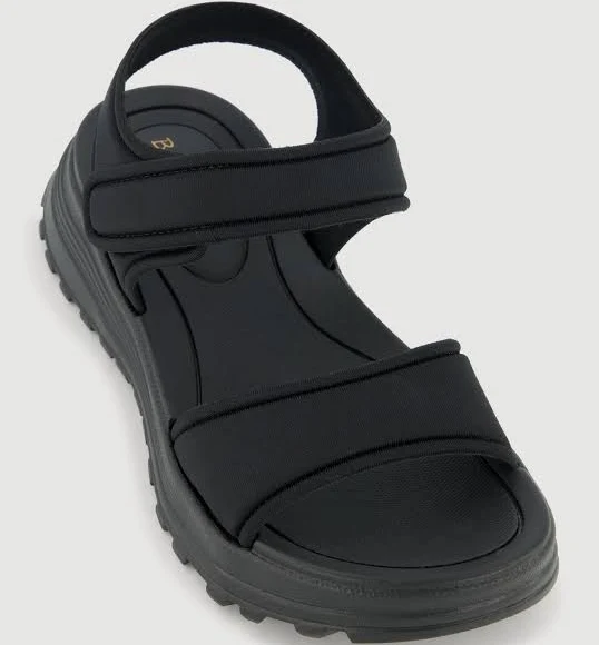 Womens Velcro Ankle Strap Open Toe Platform Sandals, Black, Size 11 - Rainbow Shops