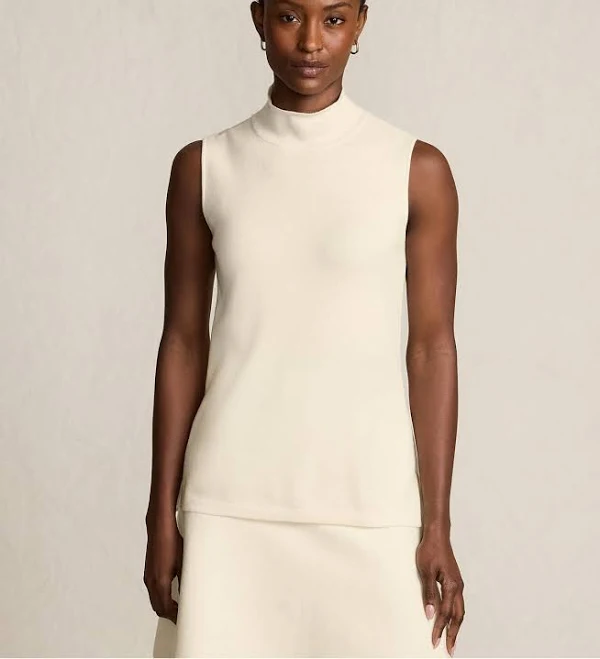 Lands' End Women's Fine Gauge Sleeveless Mock Sweater