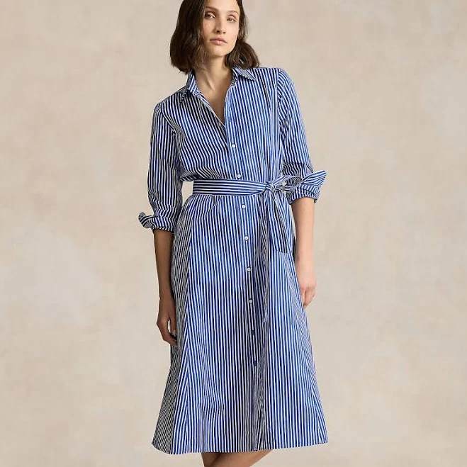 Belted Striped Cotton Shirtdress | Ralph Lauren