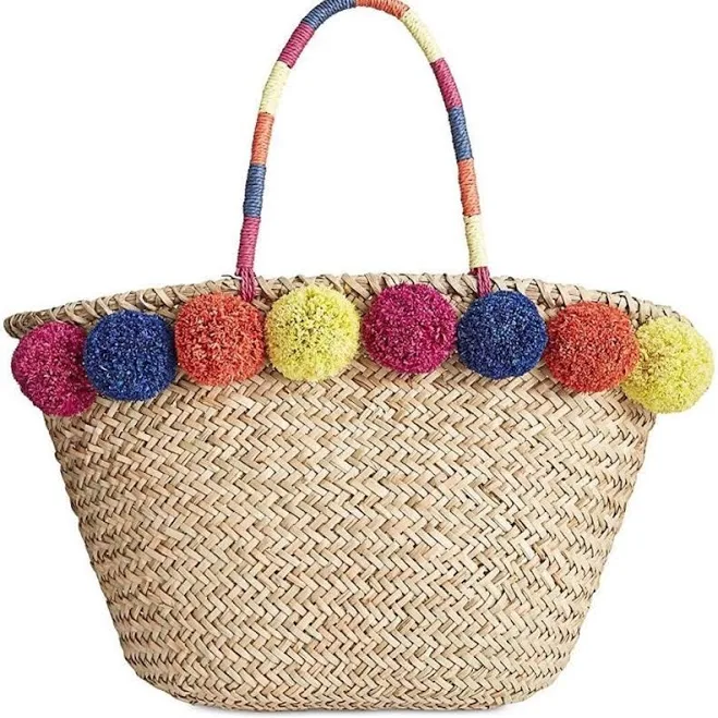 INC International Concepts Women's Livie Pom Straw Tote