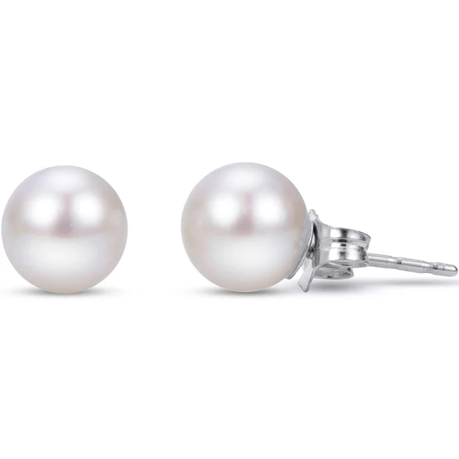 Imperial Women's Sterling Silver Freshwater Pearl Stud Earrings