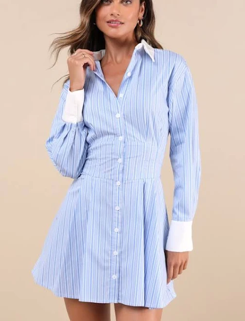 Lulus Striped Collared Mini Dress