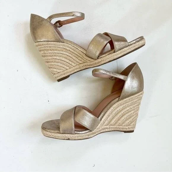 J.Crew Women's Metallic Espadrille Wedge Sandals