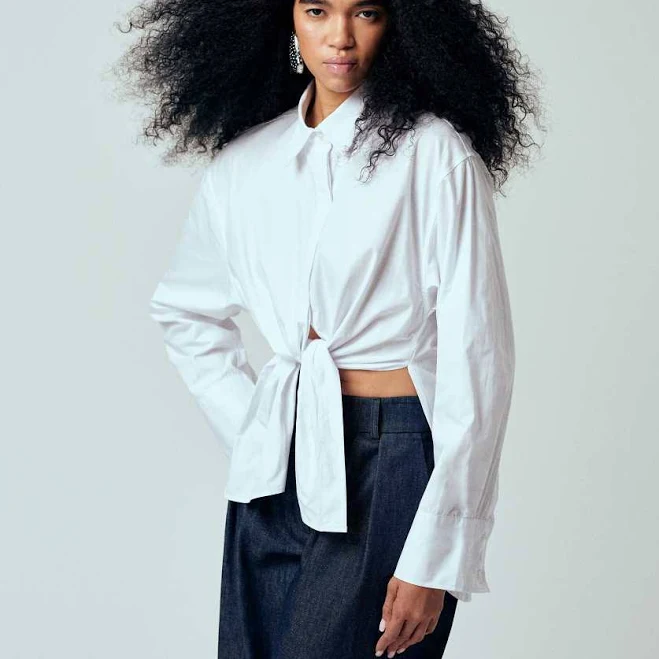 ASOS DESIGN oversized tie front shirt in white