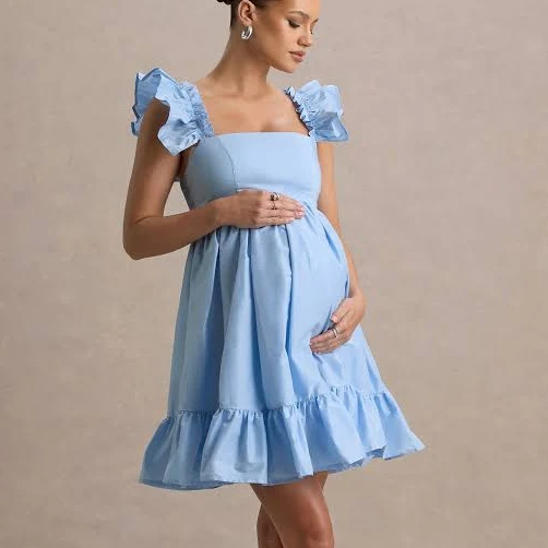 Dolly Daze Ruffle Sleeve Babydoll Maternity Mini Dress