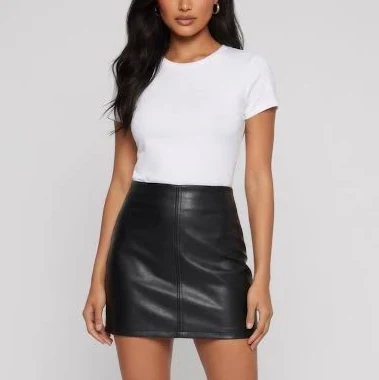 Faux Leather High Waisted Mini Skirt