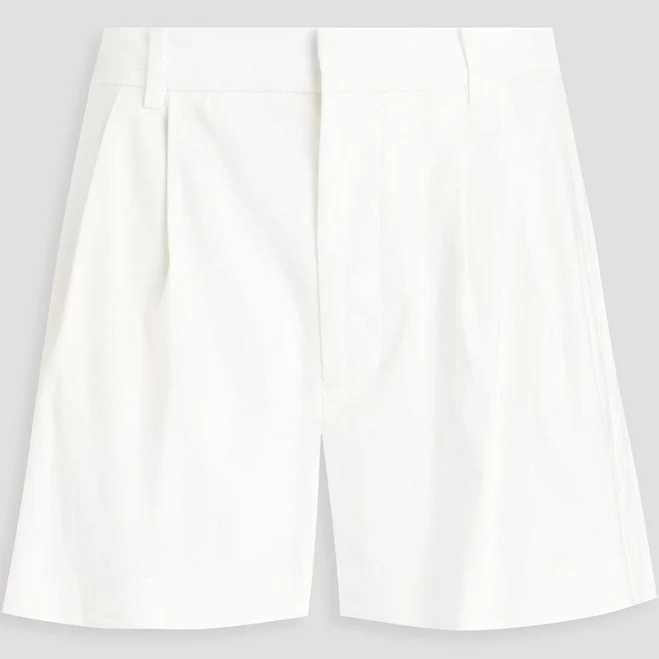 Alice + Olivia Pleated linen-blend shorts - Women - White Shorts - US 10