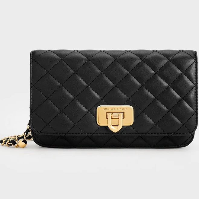 Cressida Quilted Push-lock Clutch In Black