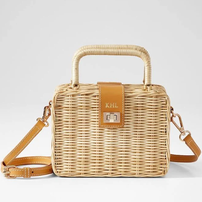 Wicker and Leather Crossbody