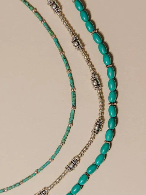 Joffa 3 Turquoise and Silver Layering Necklace Set