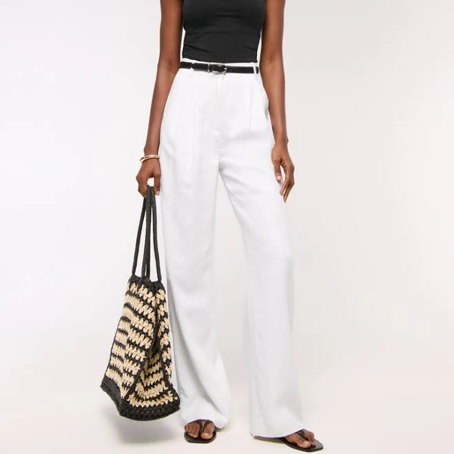 A&F Sloane Linen-Blend Wide Leg Pant