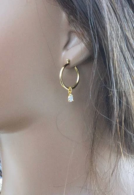 Tiny CZ Gold Hoop Earrings