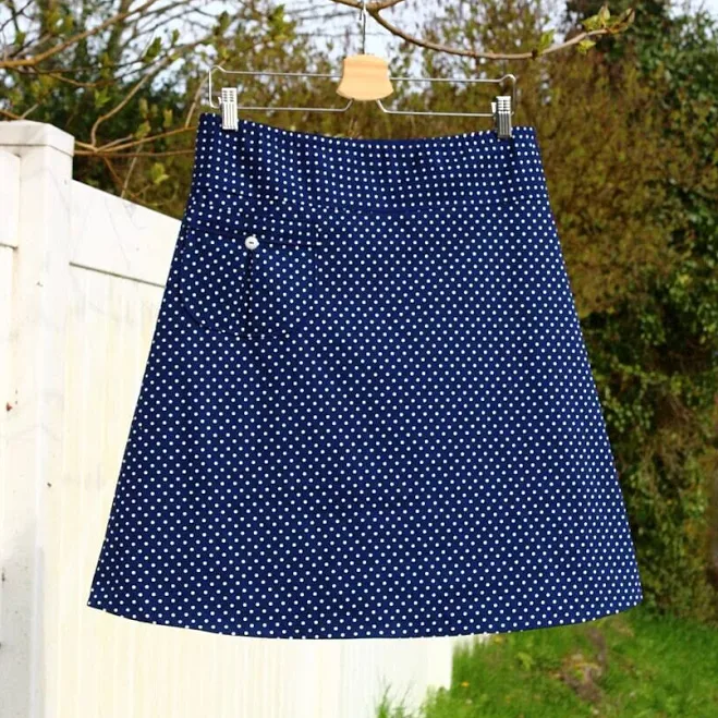 A-Line Polka Dot Skirt with Pockets
