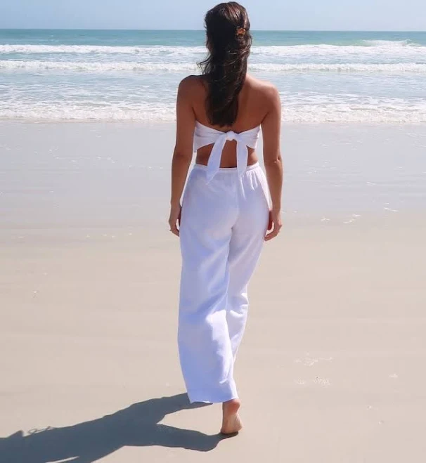 Linen-Blend Pull-On Pant