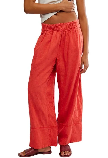 Free People Day's End Linen Pull-On Pants