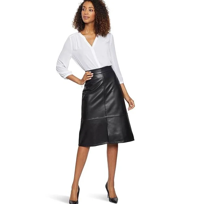 NYDJ Women's Faux Leather A-Line Skirt