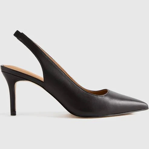 Italian Leather Slingback 75mm Heel in Black