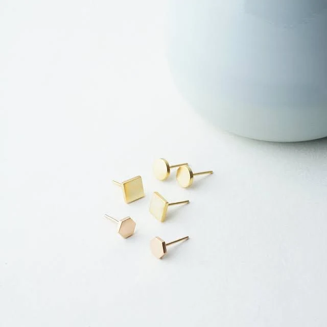 Gold Filled Geometric Stud Earrings