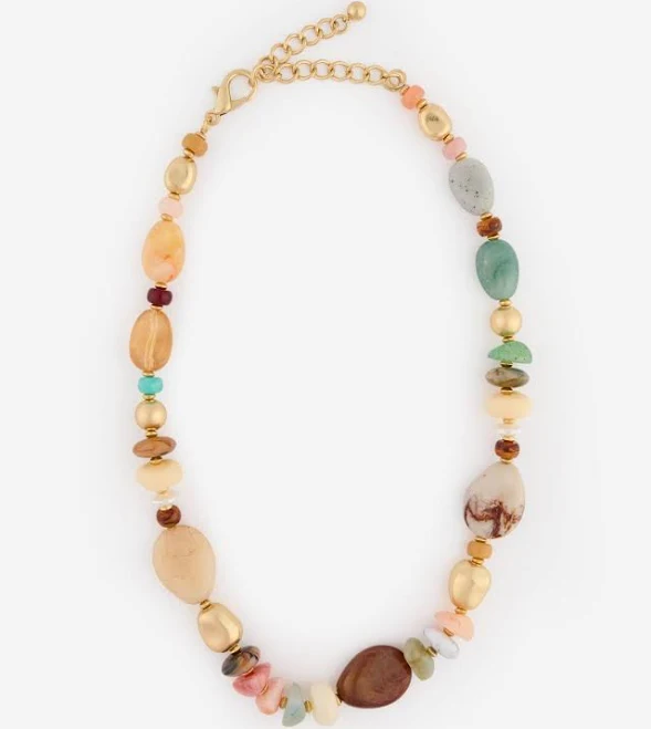 Multi Stone Layering Necklace in Natural