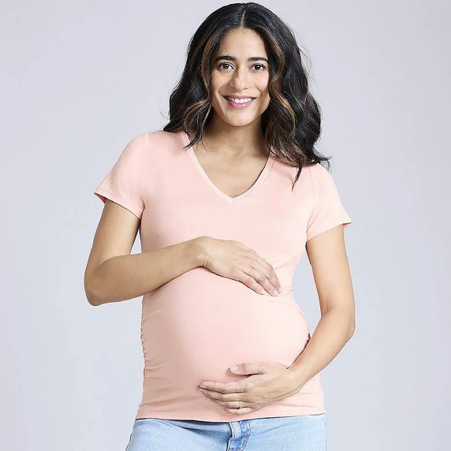 Motherhood Maternity V-Neck Side Ruched Maternity Tee Women's