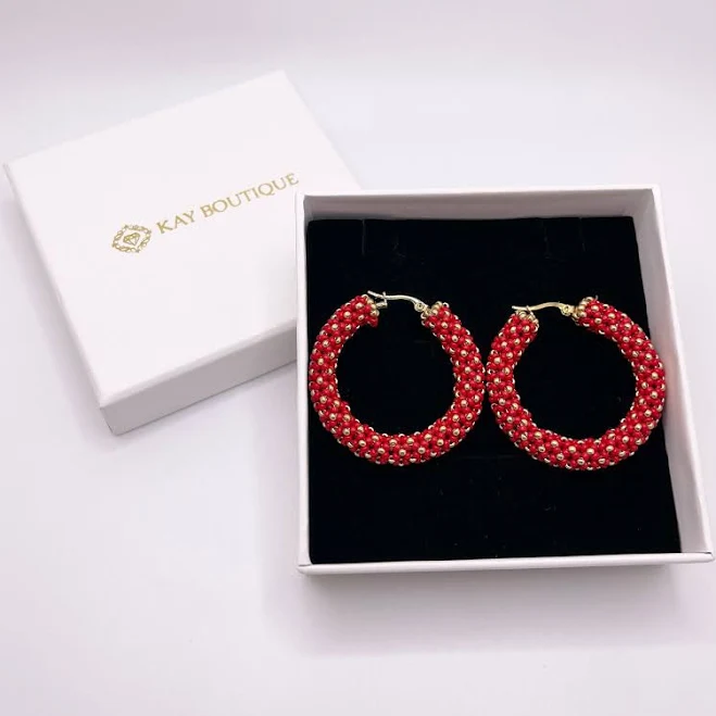 Handmade Bohemian Beaded Circle Hoop Earrings