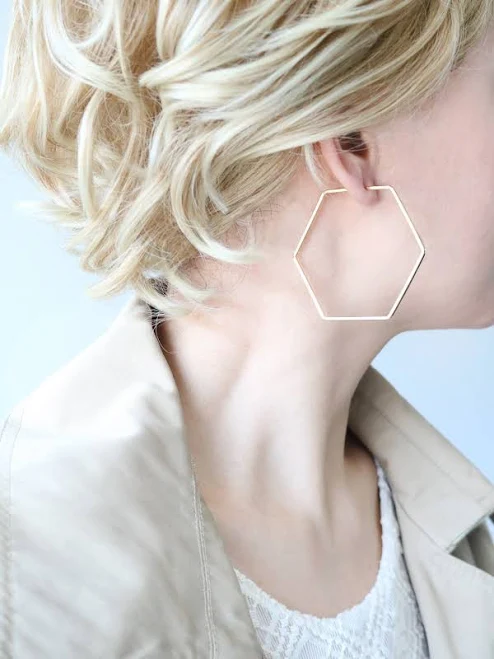 Geometric Hexagon Hoop Earrings