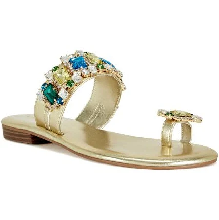 Azalea Wang Belva Rhinestone Toe Loop Sandals