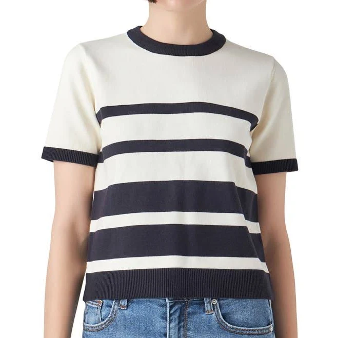 English Factory Women's Stripe Short Sleeve Sweater