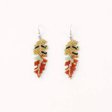 Handmade Beaded Feather Earrings