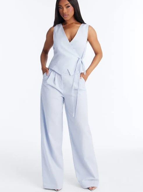 Fashion Nova Lizzy Tie Waist Linen Jumpsuit