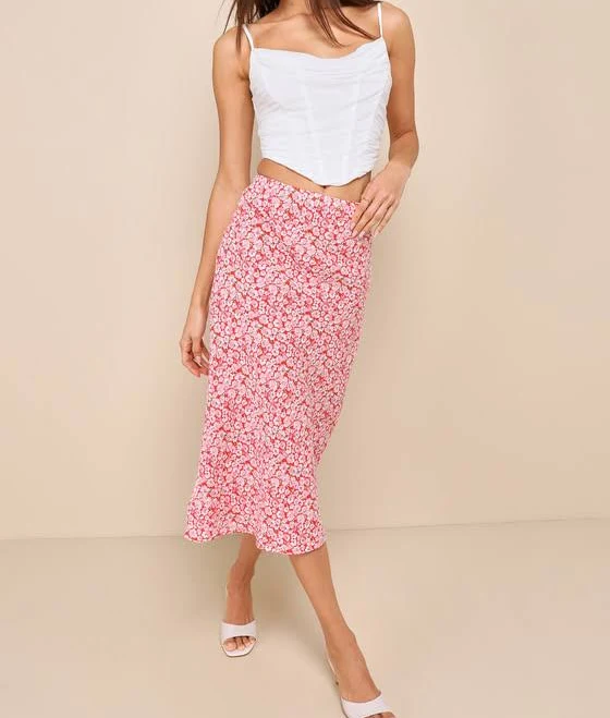 Lulus Floral Print Midi Skirt